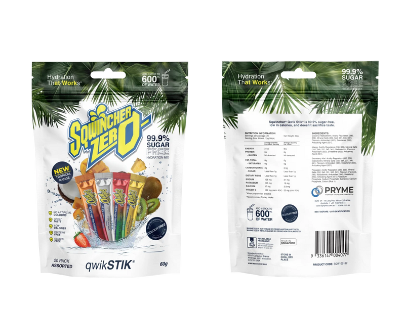 Sqwincher - Qwik Stiks Tropical Assorted (Packet of 20)