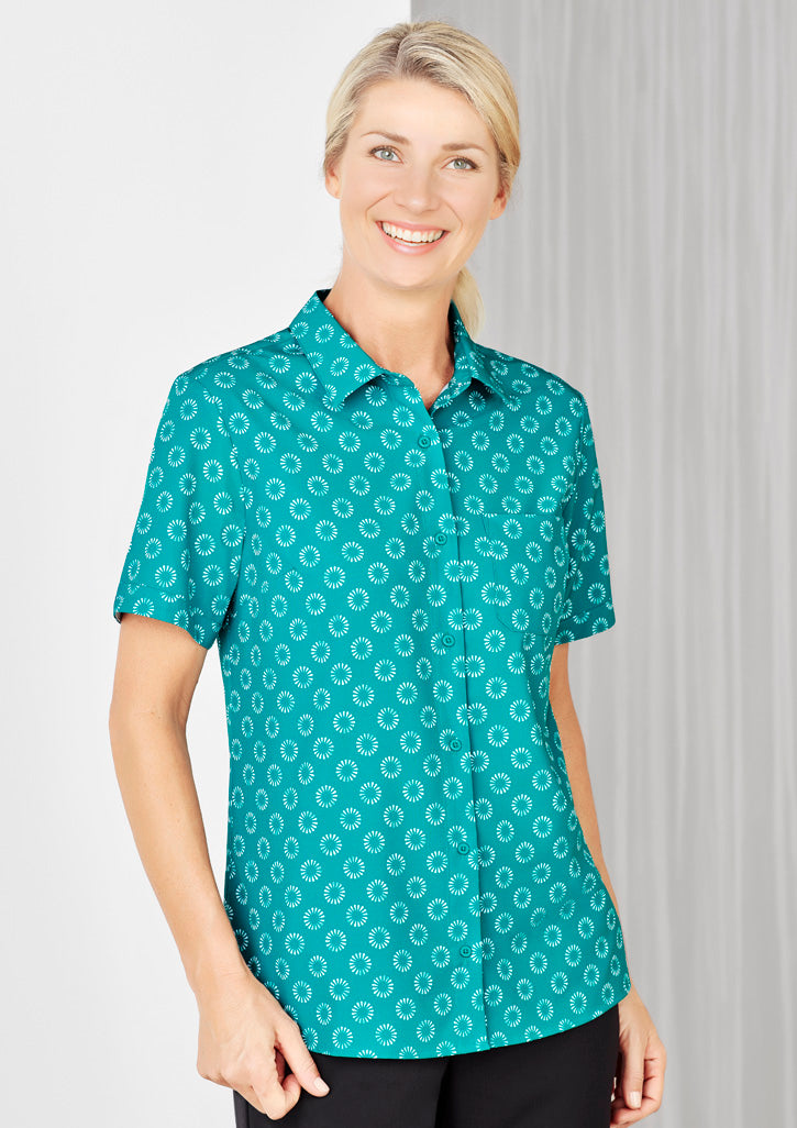 Womens Florence Daisy Print Short Sleeve Shirt | CS948LS