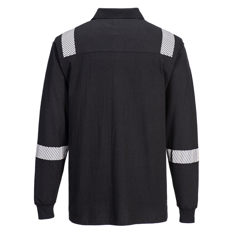 WX3 Modaflame Knit FR Long Sleeve Polo Shirt Black - FR711