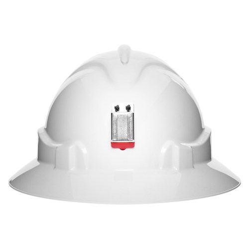 V6 Hard Hat Vented Full Brim + Lamp Bracket Ratchet Harness - White