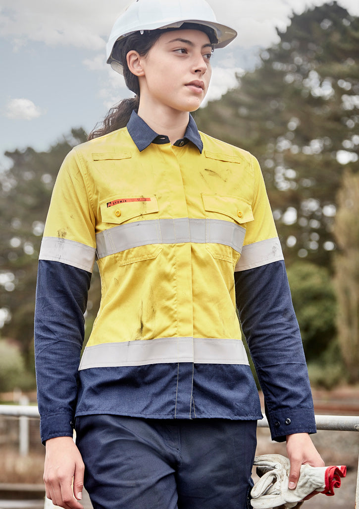 Womens Orange Flame Lightweight Ripstop Taped Shirt | ZW170