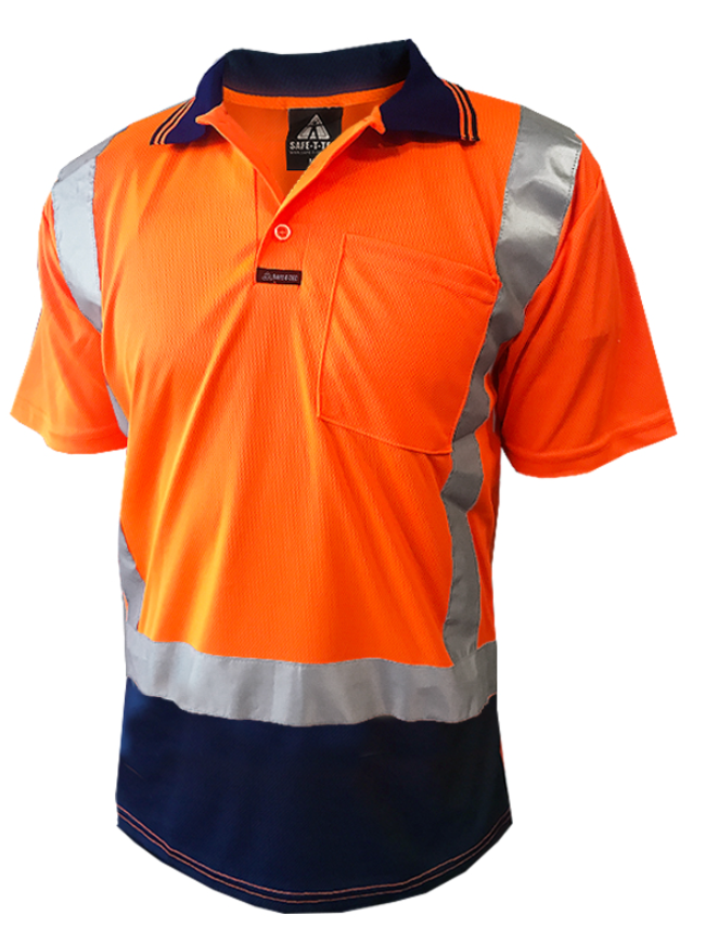170gsm D/N Short Sleeve Orange/Navy Polo | 801083