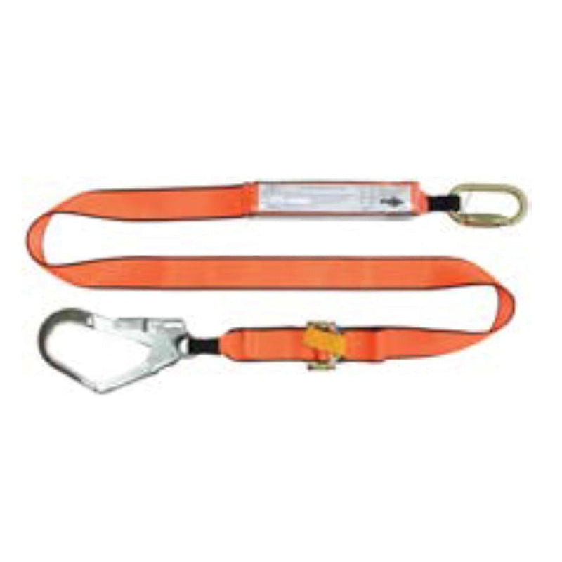 Single Leg Adjustable Fall Arrest Webbing Lanyard - 2m with Snap Hook & Scaff Hook | SO17