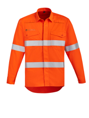 Mens Orange Flame Hi Vis Open Front Shirt - Hoop Taped | ZW145