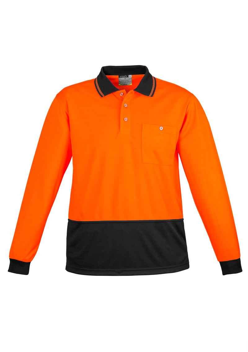 Unisex Hi Vis Basic Spliced Long Sleeve Polo | ZH232