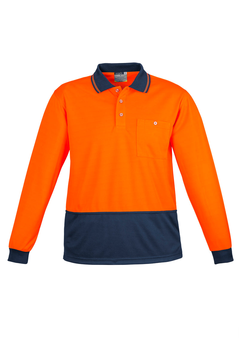 Unisex Hi Vis Basic Spliced Long Sleeve Polo | ZH232