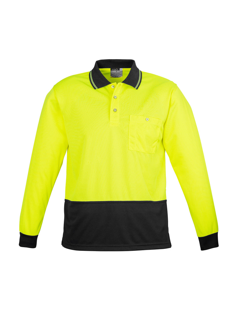 Unisex Hi Vis Basic Spliced Long Sleeve Polo | ZH232