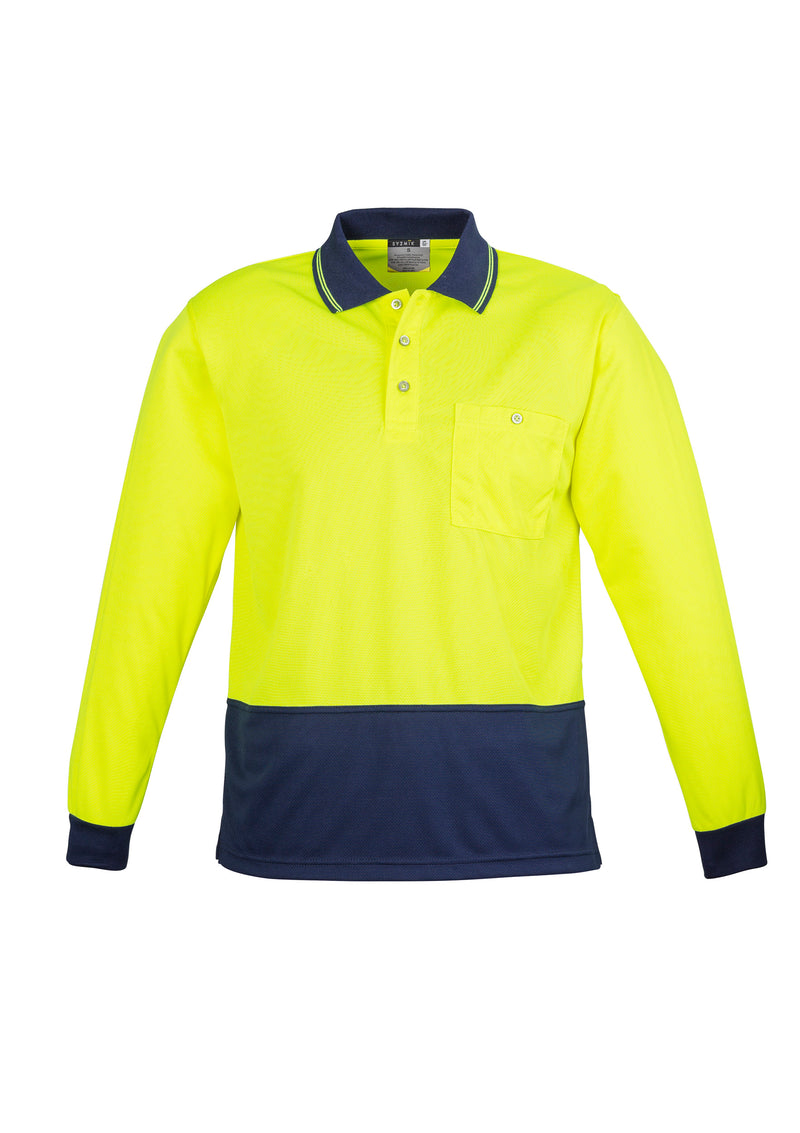 Unisex Hi Vis Basic Spliced Long Sleeve Polo | ZH232