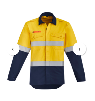 Mens Orange Flame Hi Vis Open Front Spliced Shirt - Hoop Taped | ZW140