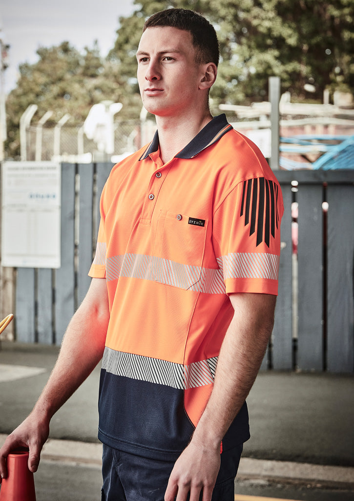 Mens Hi Vis Flux Segmented Tape Short Sleeve Polo | ZH555