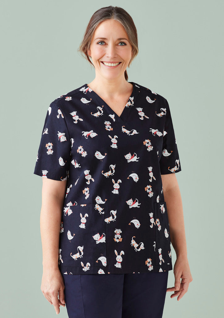 Womens Printed Best Friends Scrub Top | CST147LS