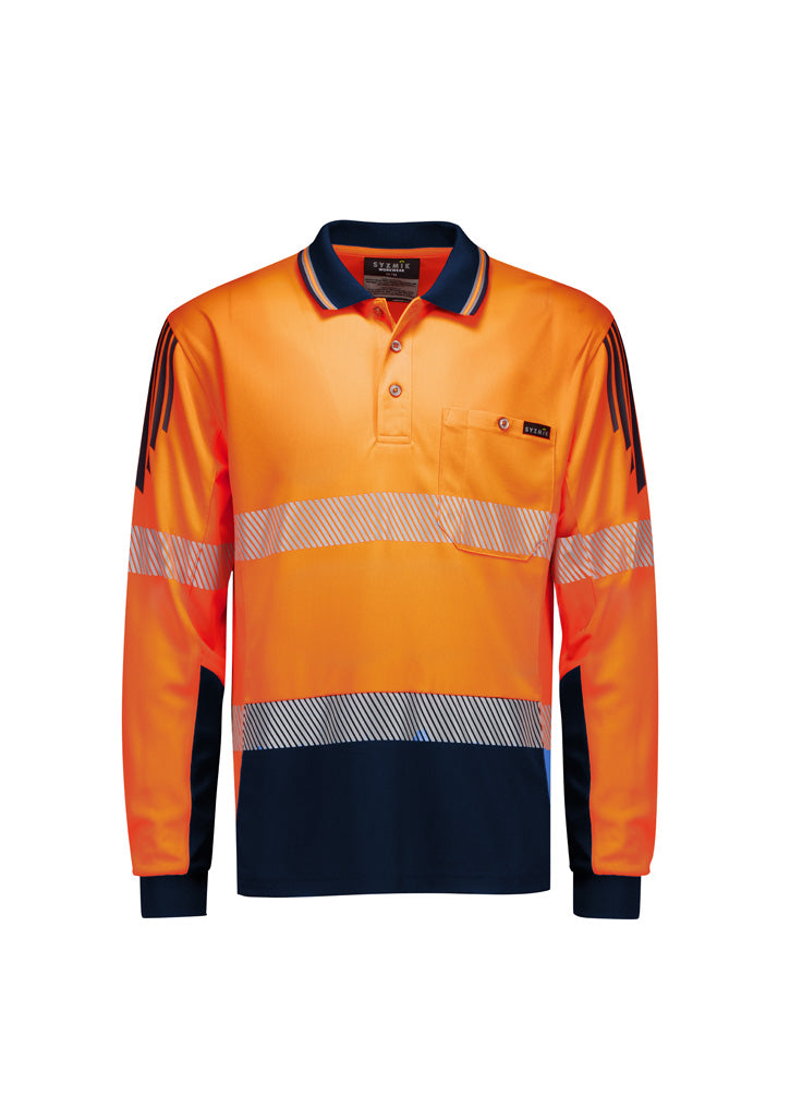Mens Hi Vis Flux Segmented Tape Long Sleeve Polo ZH550