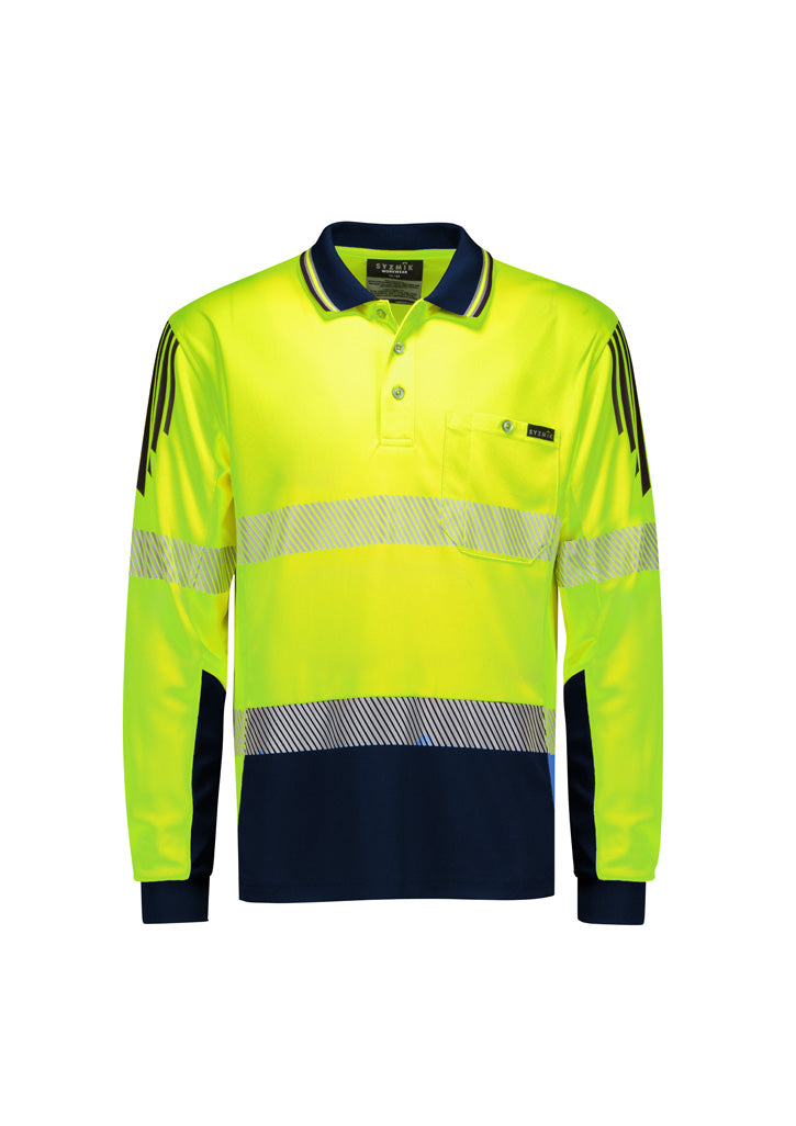 Mens Hi Vis Flux Segmented Tape Long Sleeve Polo ZH550