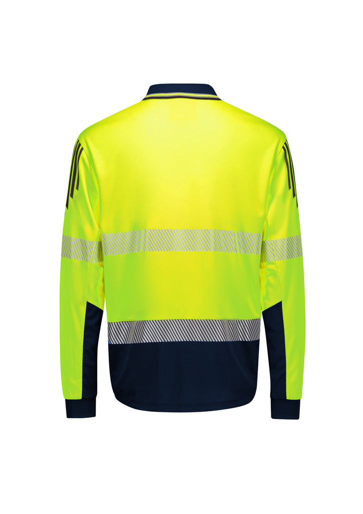Mens Hi Vis Flux Segmented Tape Long Sleeve Polo ZH550