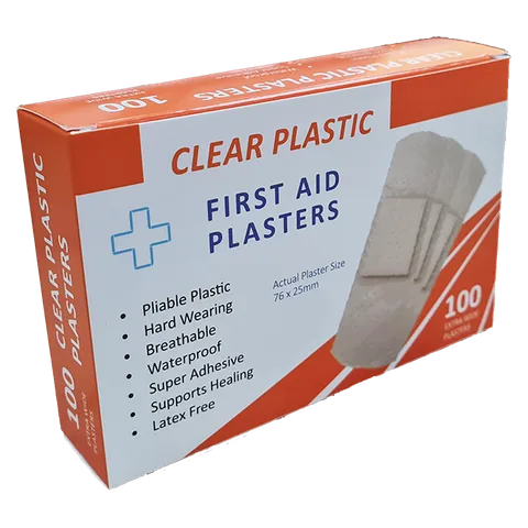 Waterproof Plasters Transparent | Box of 100 | 25mm wide