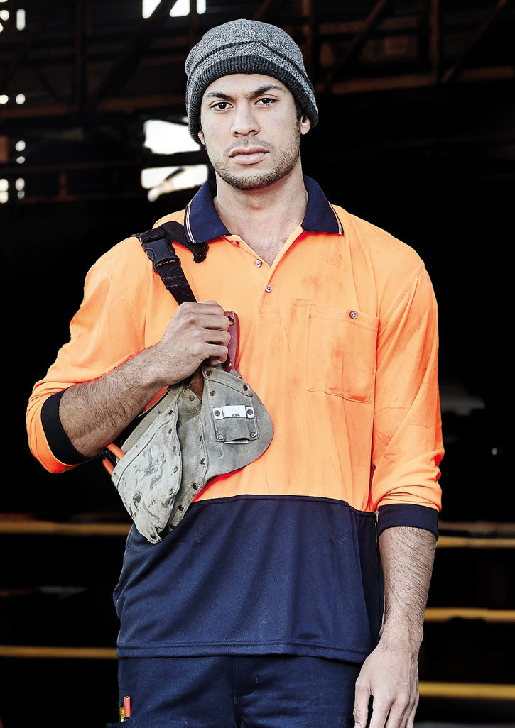 Unisex Hi Vis Basic Spliced Long Sleeve Polo | ZH232