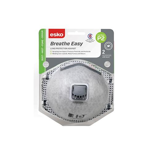 Esko | BreatheEasy P2 Valved Mask with Carbon Filter | Carton of 10 Packs