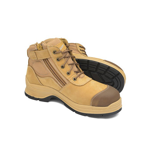 Wheat Nubuck Leather Zip Side Boot With Tpu Toe Guard | #318