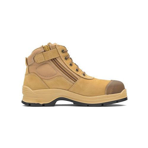 Wheat Nubuck Leather Zip Side Boot With Tpu Toe Guard | #318