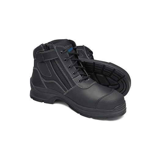 Black Leather Zip Side Boot with TPU Toe Guard | #319