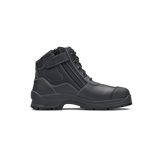 Black Leather Zip Side Boot with TPU Toe Guard | #319