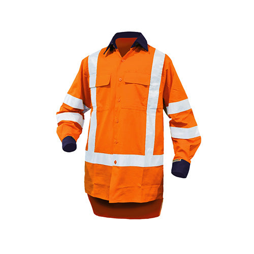 Safe-T-Tec | Orange/Navy Ripstop TTMC Shirt 155gsm Cotton DN | 801148