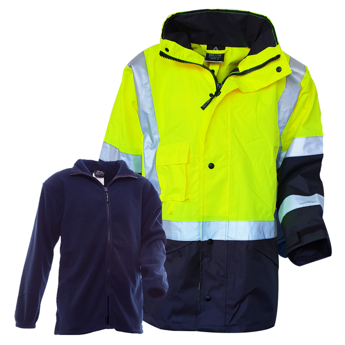 Safe-T-Tec | Fleece Lined Essentials Yellow/Navy Waterproof Jacket DN | 801160