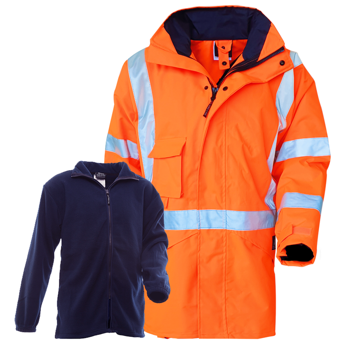 Safe-T-Tec | TTMC Fleece Lined Essentials Full Orange Waterproof Jacket DN | 801161
