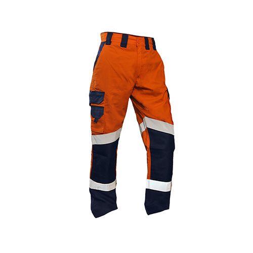 Safe-T-Tec | Orange/Navy Hi Vis Ripstop Pants 220gsm Cotton | 801257