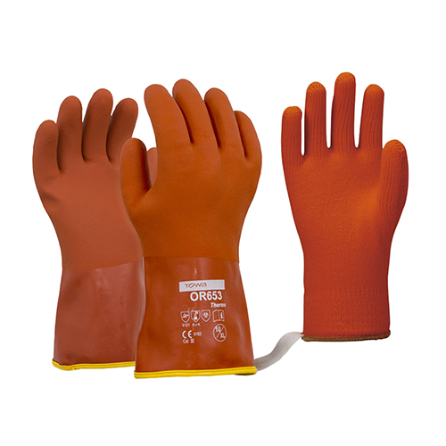 Towa Orange Thermal PVC Gloves | 6 Pairs