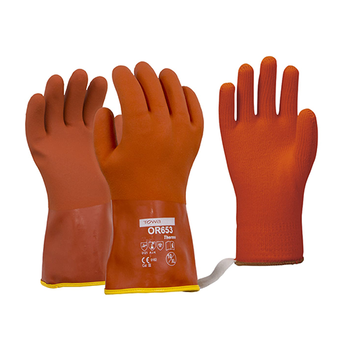 Esko | Towa Orange Thermal PVC Gloves | 6 Pairs