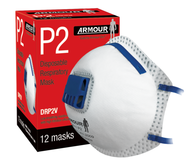 Disposable Respirator Valve Mask – P2  12 Pack | DMP2V