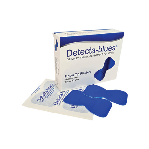 Detecta-Blues | Blue Metal Detectable Large Fingertip Plasters | Box of 50