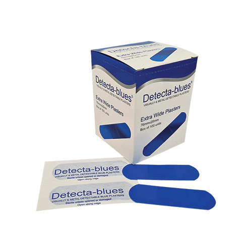 Detecta- Blues | Extra Wide Blue Metal Plasters 25mm x 76mm | Box of 100
