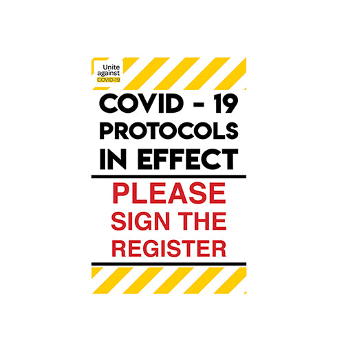 Covid-19 Please Sign In At Register Sign  | 300 x 450 Coreflute Board