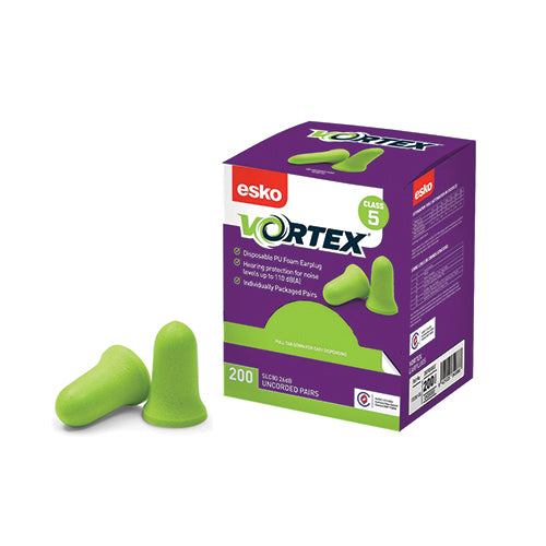 Esko | Vortex Green Uncorded Earplugs | Carton of 10 Boxes