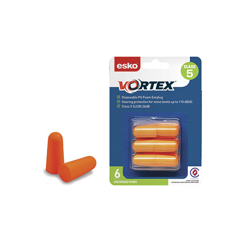 Esko | Vortex Orange Uncorded Earplugs | Carton of 10 Packs