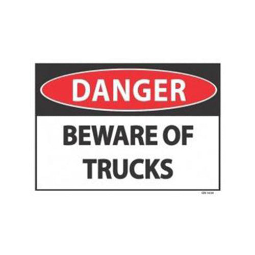 Danger Beware of Trucks Sign | 340mm x 240mm