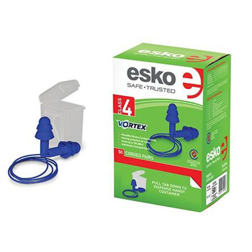 Esko | Vortex Reusable Corded Class 4 Earplugs | Carton of 10 Boxes