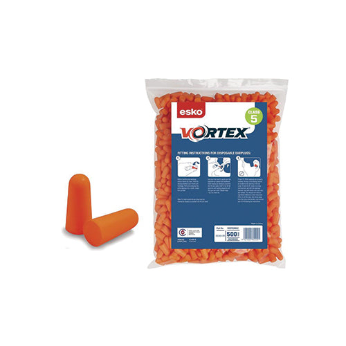 Esko | Vortex Disposable Earplugs Orange Uncorded | Refill Pack (500 Pairs)