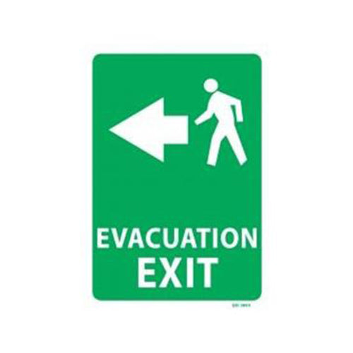 Evacuation Exit with Left Arrow PVC Sign | 340mm x 240mm