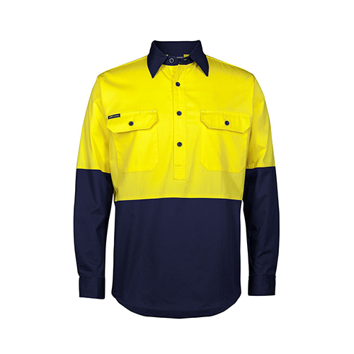 Hi Vis Close Front Long Sleeve 150g Shirt | 6HVCS