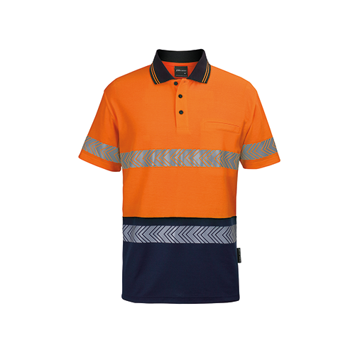 Hi Vis Day & Night Cotton Back Short Sleeve Segmented Tape Polo | 6HMSS