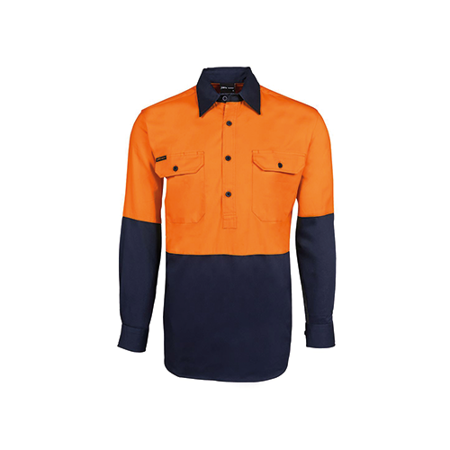 Hi Vis Long Sleeve 190g Close Front Shirt | 6HVCF