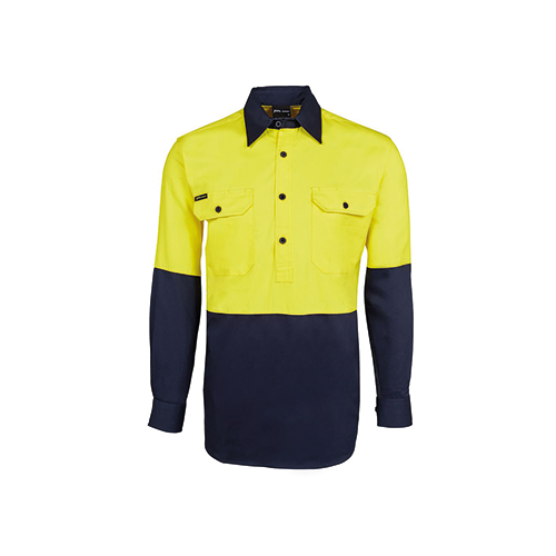 Hi Vis Long Sleeve 190g Close Front Shirt | 6HVCF