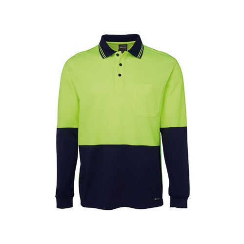 Hi Vis Long Sleeve Cotton Back Polo | 6HPL