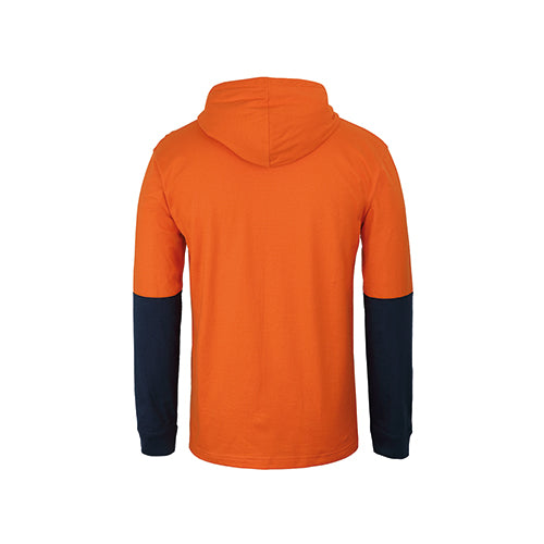 Hi Vis Long Sleeve Cotton T-Shirt with Hood | 6HCTL