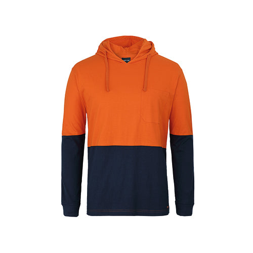 Hi Vis Long Sleeve Cotton T-Shirt with Hood | 6HCTL