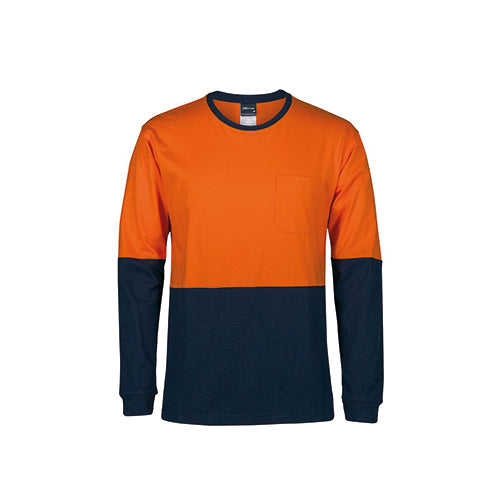 Hi Vis Long Sleeve Crew Neck Cotton T-Shirt | 6HVTN