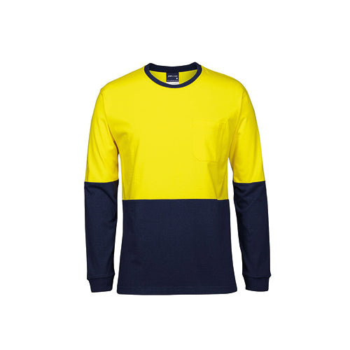 Hi Vis Long Sleeve Crew Neck Cotton T-Shirt | 6HVTN